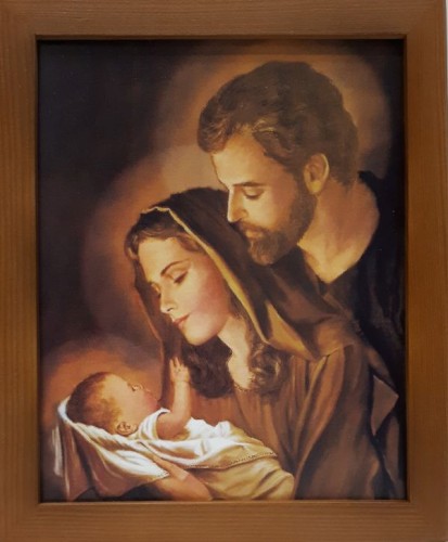 Obraz 23x28cm Św. Rodzina (brązowa) rama brązowa płaska - 63764