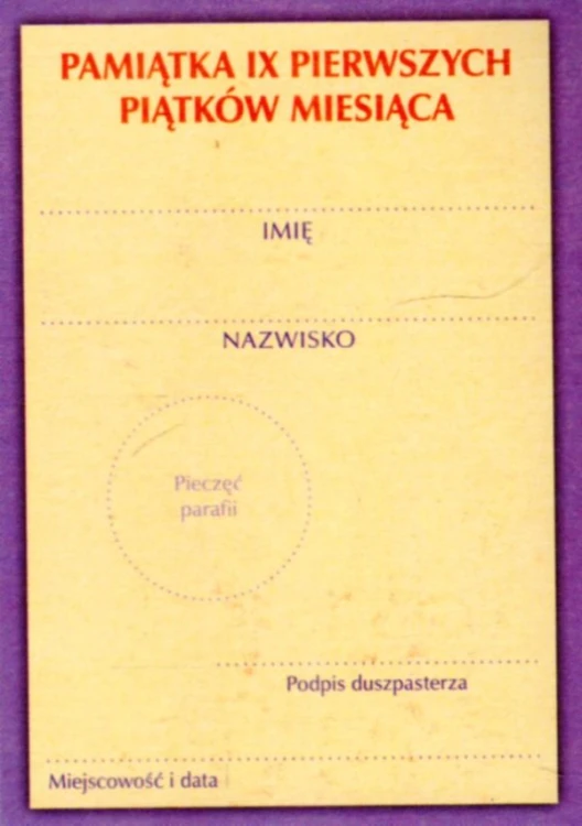 Pamiątka IX pierwszych piątków miesiąca - 63458