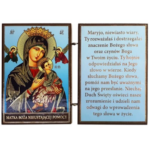 Ikona dyptyk Matka Boża Nieustającej Pomocy/MODLITWA drewniana składana 8cm - 63306