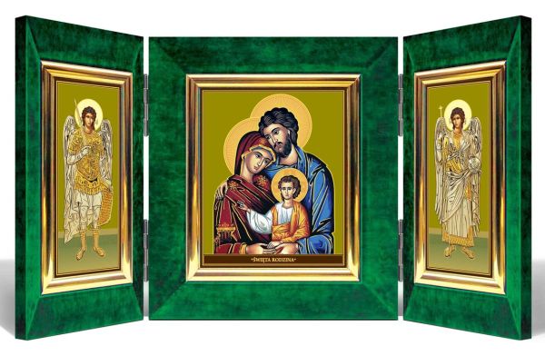 Ikona TRYPTYK średnia Św. Rodzina i aniołowie 28,5x17cm - 63296