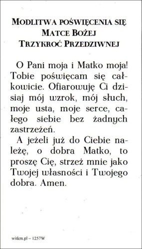 Obrazek Matka Boża Trzykroć Przedziwna. Modlitwa poświęcenia się MB Trzykroć Przedziwnej - 63134