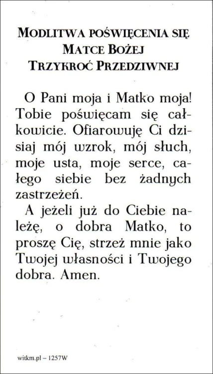 Obrazek Matka Boża Trzykroć Przedziwna. Modlitwa poświęcenia się MB Trzykroć Przedziwnej - 63134