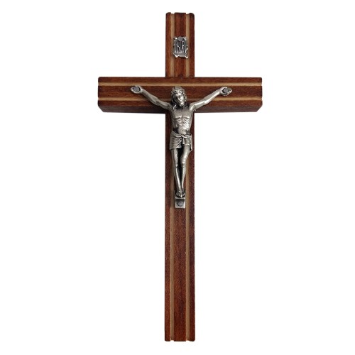 Krzyż wiszący drewniany h16cm ciemny ocinany - 62862