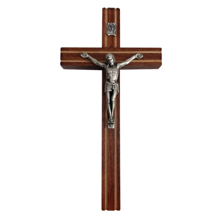 Krzyż wiszący drewniany h16cm ciemny ocinany - 62862