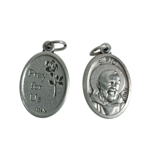 Medalik metalowy Św. Ojciec Pio/róża owal - 62525
