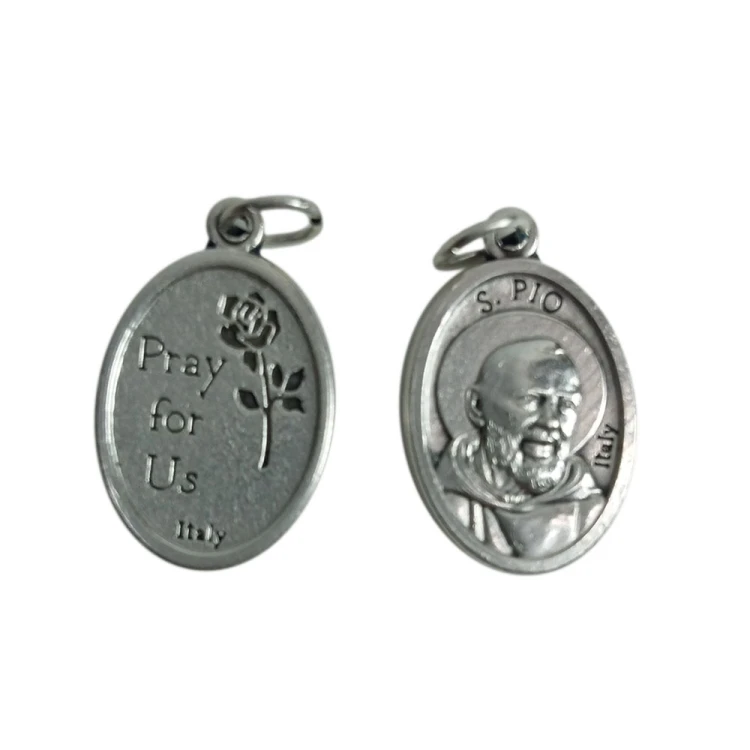 Medalik metalowy Św. Ojciec Pio/róża owal - 62525