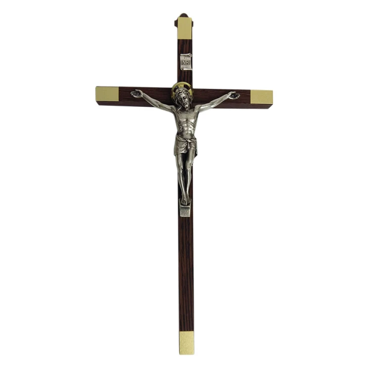 Krzyż wiszący drewniany h25cm z okuciem - 62519