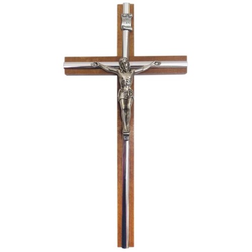 Krzyż wiszący drewniany h28cm WIŚNIA z pojedynczą wkładką - 11528