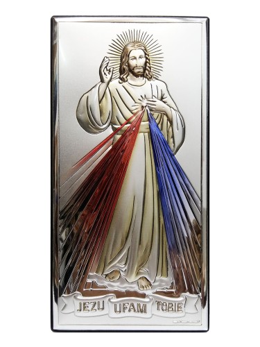 Obraz srebrny 9x18cm Jezu Ufam Tobie KOLOROWY prostokąt - 61022 8088093936644