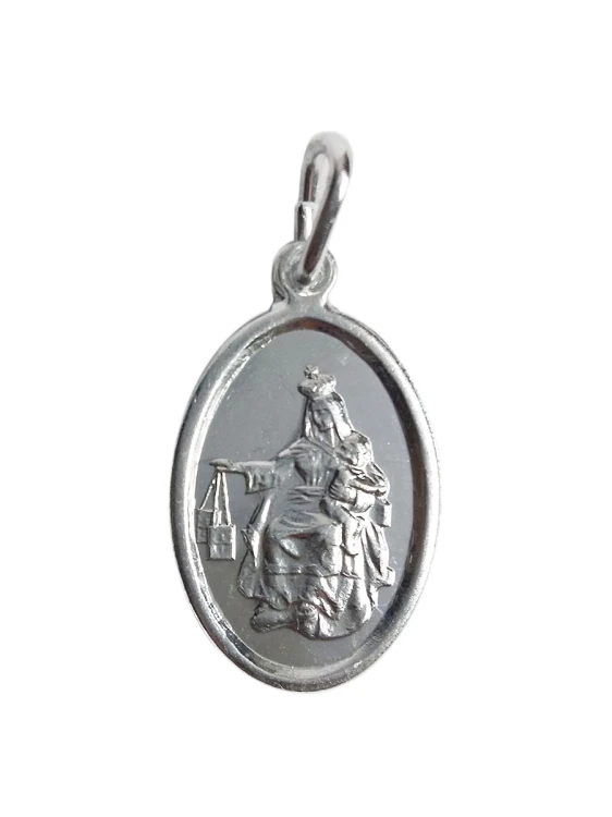 Medalik aluminiowy Matka Boża Szkaplerzna/Serce Pana Jezusa owal 1,5x2,2cm - 60884