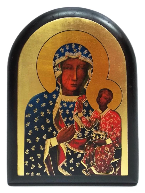 Ikona średnia 17x23cm Matka Boża Częstochowska łuk (ZŁOTE TŁO)                     I - 59822