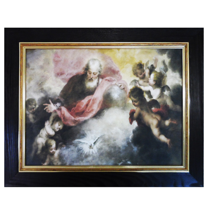 Obraz 30x40cm Bóg Ojciec i Duch Święty rama  Z LISTWĄ NA PŁÓTNIE - 57406