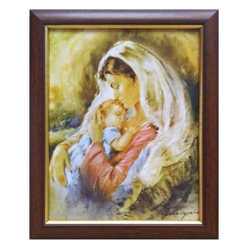 Obraz 28x23,5cm Matka Boża z Dzieciątkiem rama brązowa - 57308
