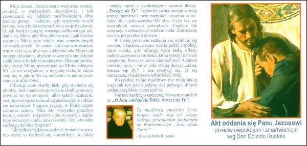 Akt oddania się Panu Jezusowi przeciw niepokojom i zmartwieniom w/g D.D.Ruotolo - 56363