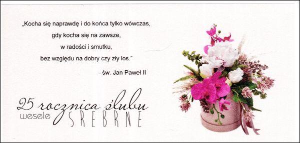 Karnet 25 rocznica Ślubu różne wzory                                   (Satynowa) DL - 56139