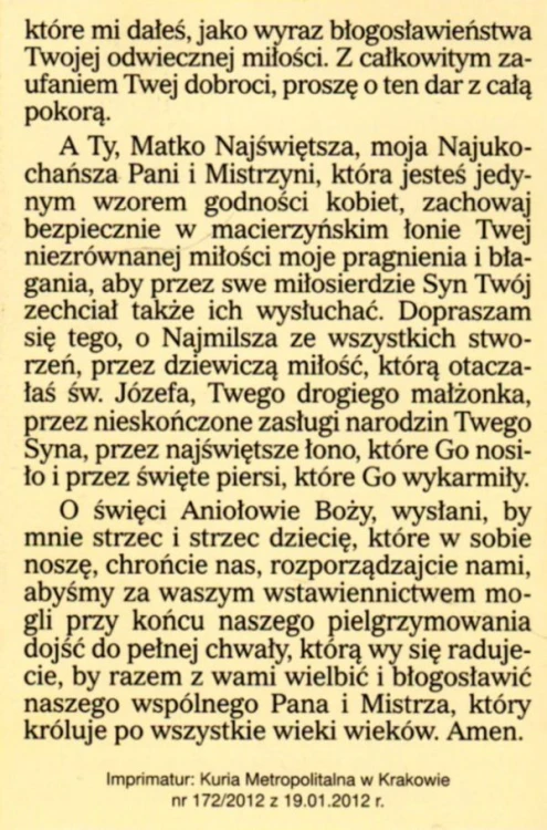 Składanka Modlitwa matki oczekującej dziecka św. Franciszka Salezego. Boże przedwieczny ... - 56072