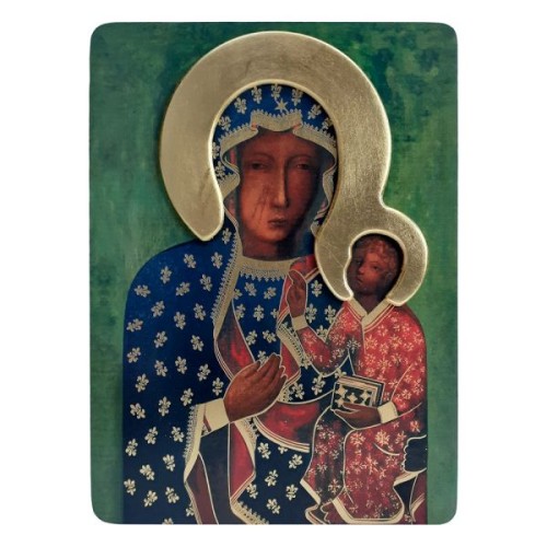 Ikona średnia 17x23cm Matka Boża Częstochowska obraz na desce (aureola) - 55963