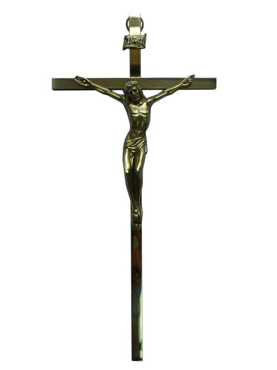 Krzyż wiszący tradycyjny mosiądz h26cm - 55768