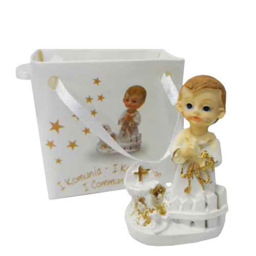 Figura I Komunia Święta CHŁOPIEC 5,5cm (w torebce) biało-złoty - 55248