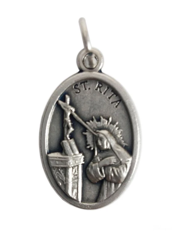 Medalik metalowy św. Rita owal (2x1,5cm) - 49654