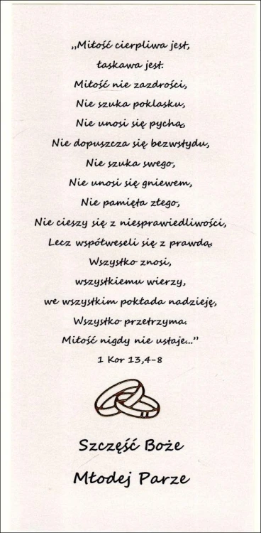 Karnet Ślub "Hymn Miłości" ręcznie robiony - 54170