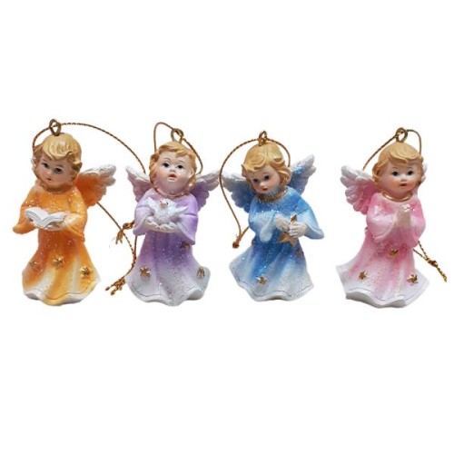 Figura Anioł wiszący 6cm (róż/nieb) różne wzory - 54160