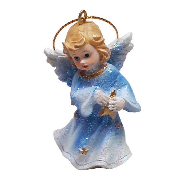 Figura Anioł wiszący 6cm (róż/nieb) różne wzory - 54160