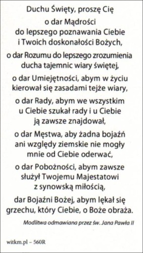 Obrazek Duch Świety - O Stworzycielu Duchu przyjdź. Duchu Świety, proszę Cię... modlitwa Jana Pawła II - ! - 08836