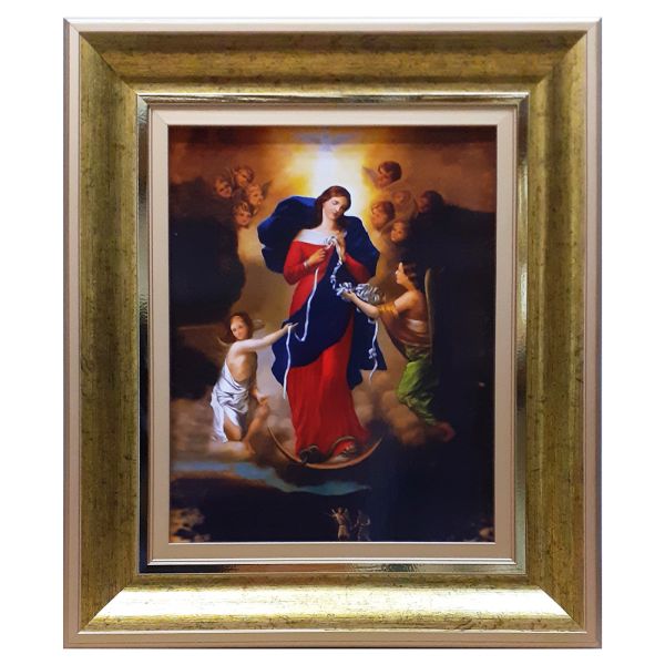 Obraz 20x25cm Matka Boża Rozwiązująca węzły rama gładka złota - 53809