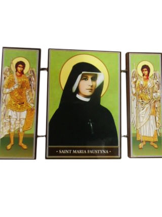 Ikona tryptyk Św. Faustyna drewniana składana 8cm - 53671