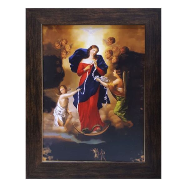 Obraz 20x25cm Matka Boża Rozwiązująca Węzły rama płaska brązowa - 53353