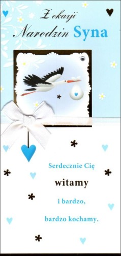 Karnet Narodziny Córki/Syna (SATYNOWA)                                         DL SN - 50931
