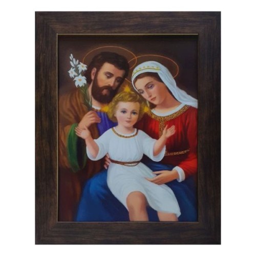 Obraz 20x25cm Święta Rodzina rama płaska brązowa - 50155