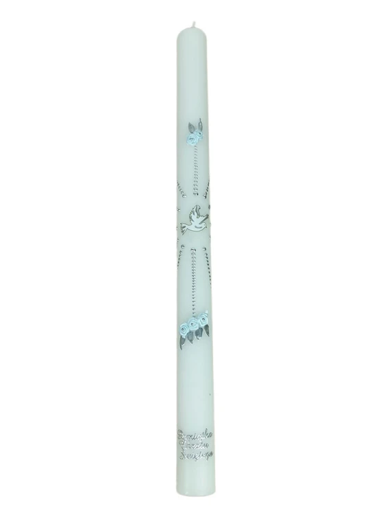 Świeca Chrzest - KWIATKI NIEBIESKIE (Duch Św.) SREBRNA - 50149