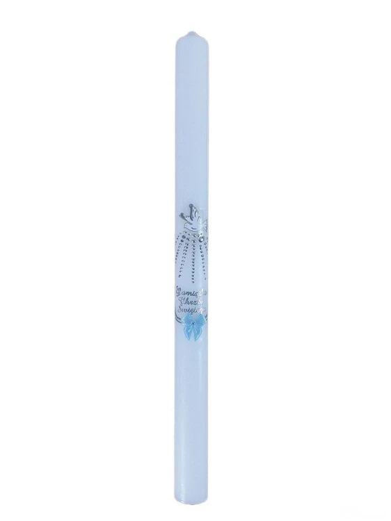 Świeca Chrzest - KOKARDKA NIEBIESKA (Duch Św.) SREBRNA - 50146