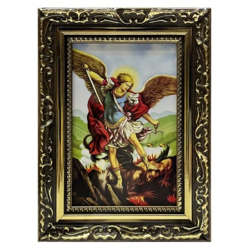 Obraz 10x15cm Michał Archanioł rama ornamentowa - 49544