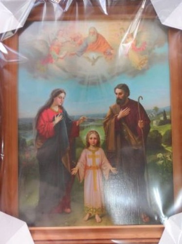 Obraz 30x40cm Święta Rodzina Bóg Ojciec   rama bejcowana - 49056