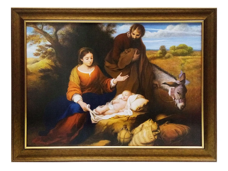 Obraz 50x70cm Święta Rodzina osiołek      rama  ciemne złoto - 44794