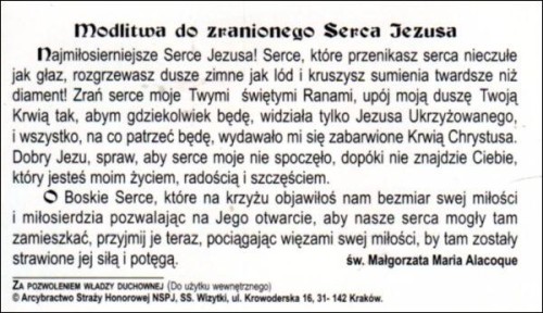 Obrazek Modlitwa do zranionego Serca Jezusa. Najmiłosierniejsze Serce Jezusa! Serce, które ... - 41925