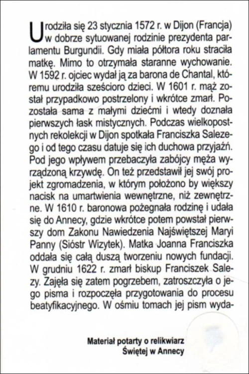 Składanka Św. Joanna Franciszka de Chantal. Prośba o wypełnienie woli Bożej - 41915