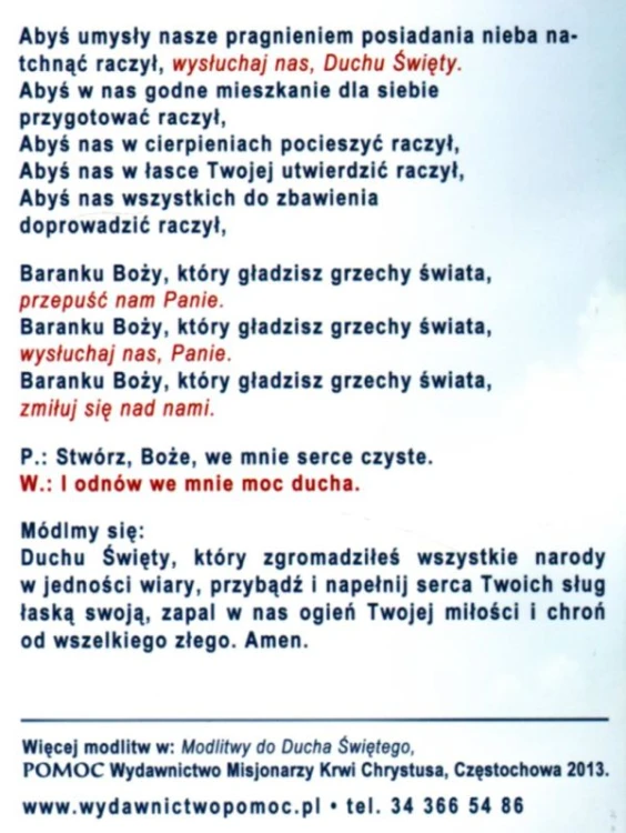 Litania do Ducha Świętego FOLDER - 40252
