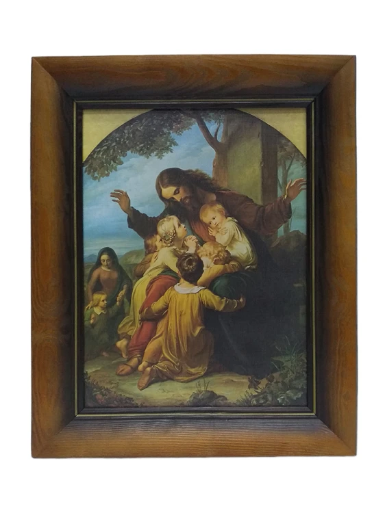 Obraz 40x50cm Pan Jezus z dziećmi w ogrodzie - 40000