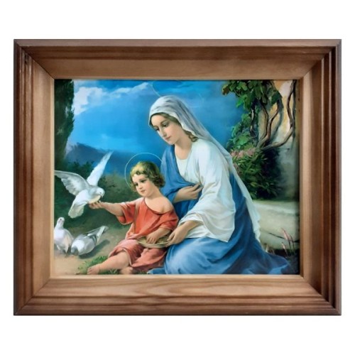 Obraz 20x25cm Matka Boża Anielska         rama 5 bejcowana - 38797