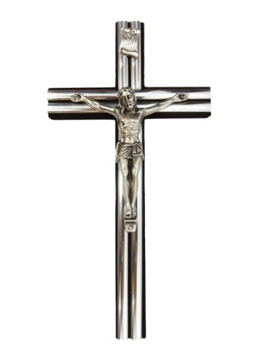 Krzyż wiszący drewniany h21cm WENGE z podwójną wkładką - 38774