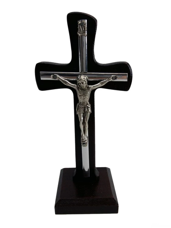 Krzyż stojący drewniany h18cm WENGE z wkładką - 38566