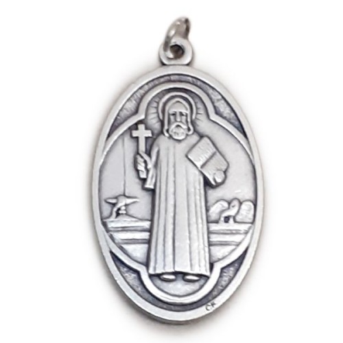 Medalik metalowy Św. Benedykt DUŻY (h4,5cm) - 37288