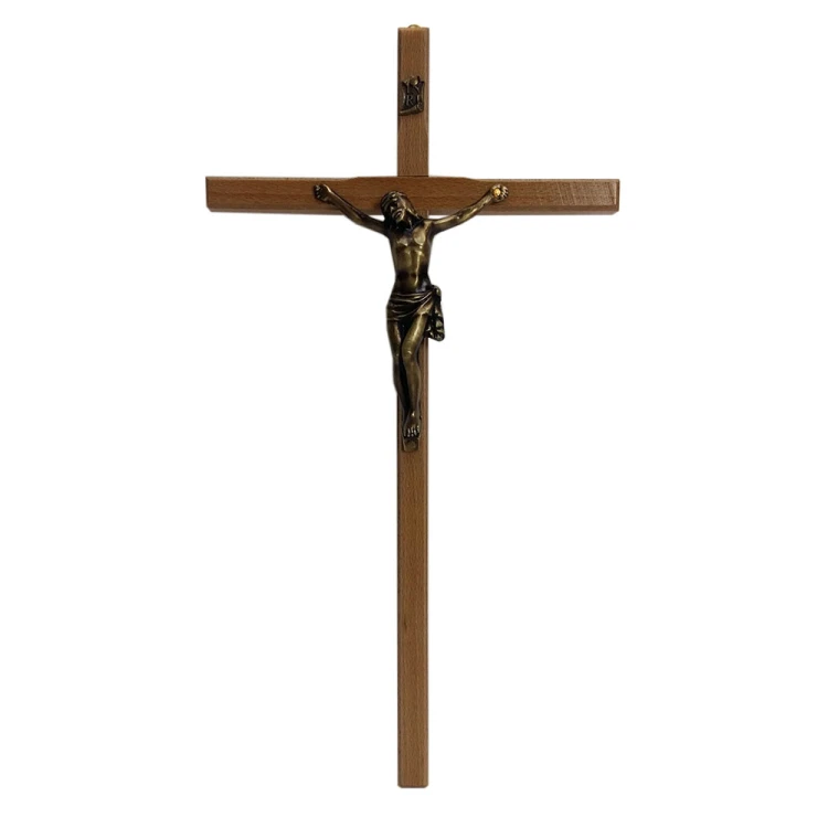 Krzyż wiszący drewniany h37,5cm jasny - 36571