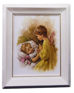 Obraz 27x32cm Anioł Stróż kokarda różowa                                   (16) - 35987