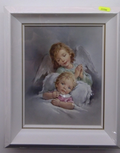 Obraz 27x32cm Anioł Stróż za głową dziecka - 35986