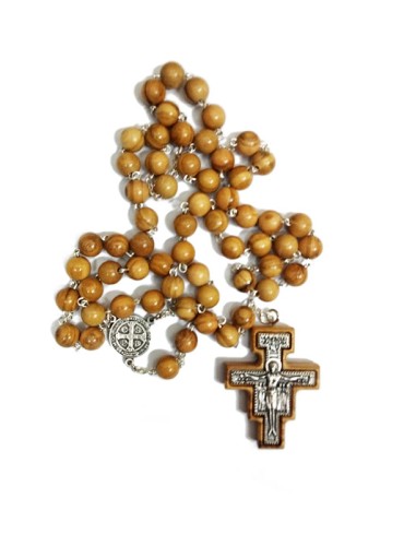 Różaniec na drucie kulka DRZEWO OLIWNE ł.Benedykt krzyż franciszkański - 35922 5901705226212